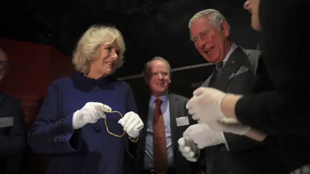 Prince Charles and Duchess of Cornwall with gold jewellery