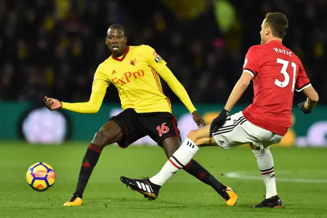 Watford's Abdoulaye Doucoure plays a pass