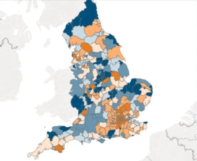 Map of areas for social mobility