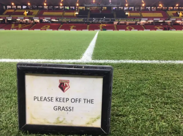 A sign at Vicarage Road