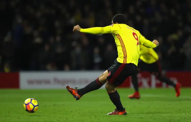 Troy Deeney scores a penalty