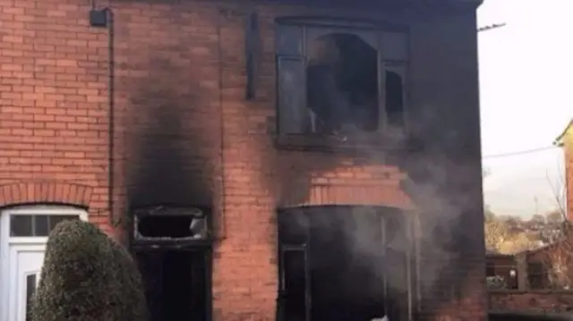 Damage to house on Fletcher Road, Stoke-on-Trent