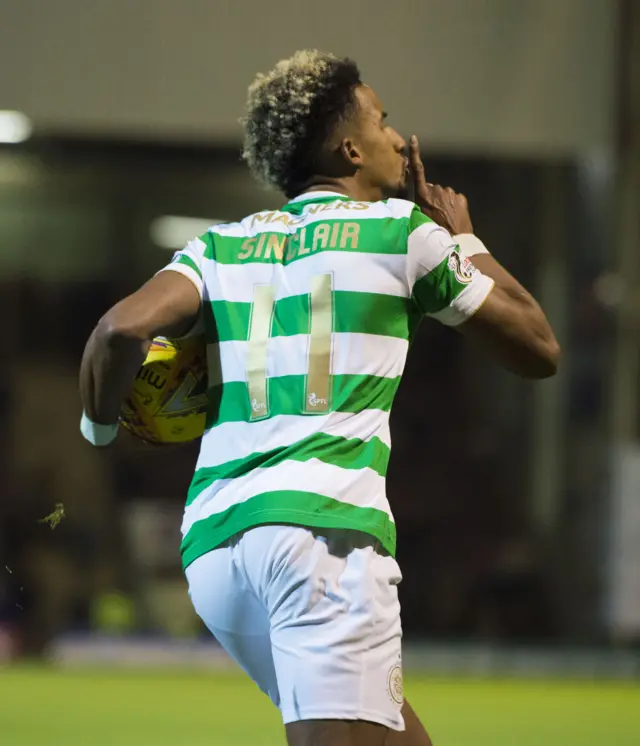 Celtic's Scott Sinclair fires home the equaliser to preserve his side's unbeaten domestic run