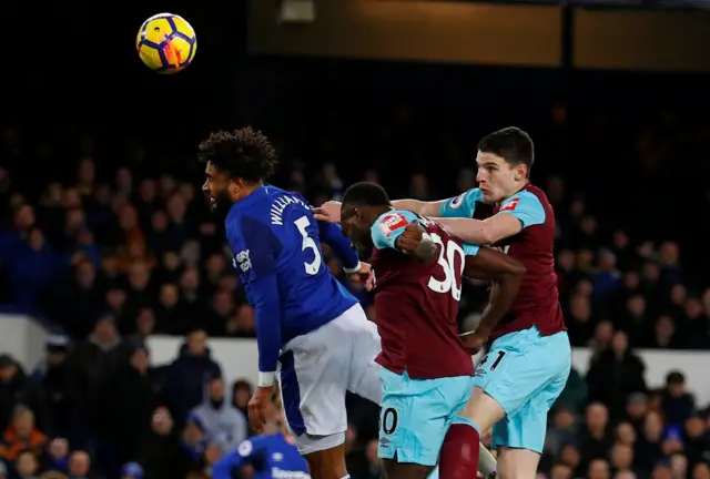 Everton's Ashley Williams scores