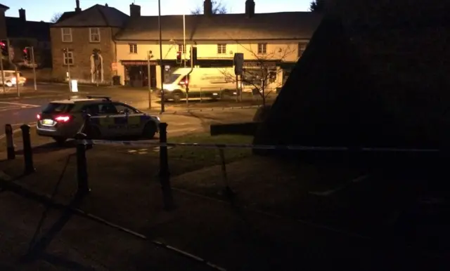 Police cordon on Bristol Road, Sherborne