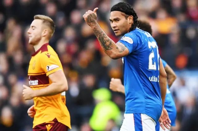 Carlos Pena in action for Rangers against Motherwell in the League Cup semi-final