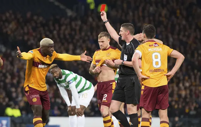 Motherwell concede a penalty in their League Cup final defeat