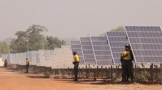 Solar panels are seen during the inauguration ceremony of the solar energy power plant in Zaktubi, near Ouagadougou, Burkina Faso - 29 November 2017