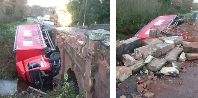 Lorry and bridge