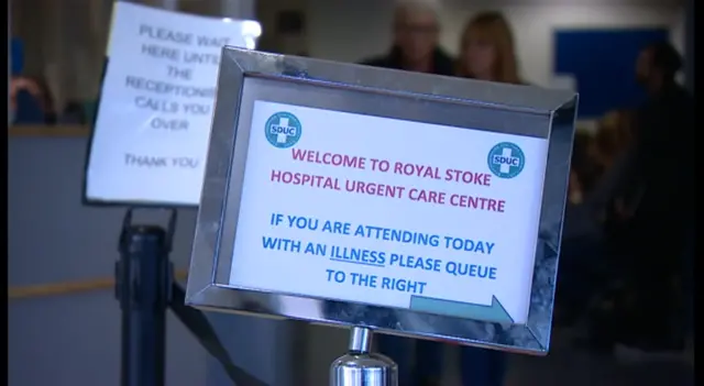 Sign saying Welcome to Royal Stoke Hospital