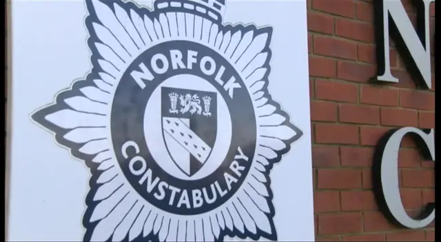 Norfolk Constabulary logo outside the force's headquarters