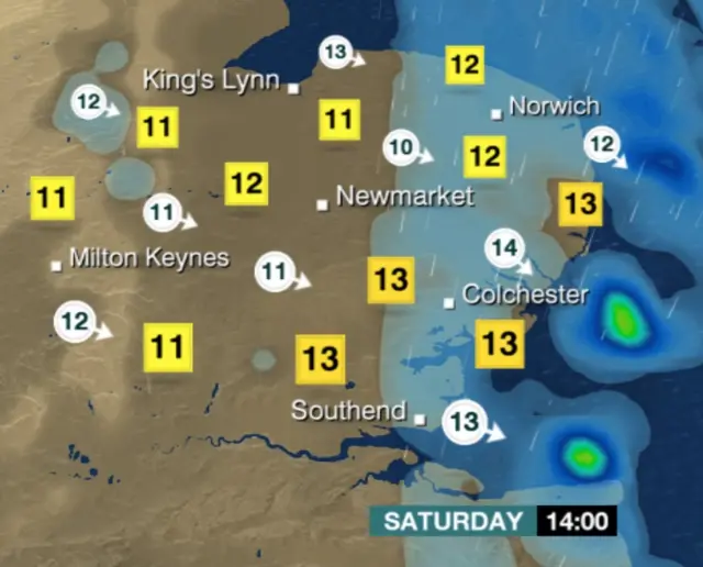 BBC East weather map