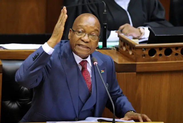 President Jacob Zuma gestures as he addresses the parliament in Cape Town, South Africa, November 2, 2017