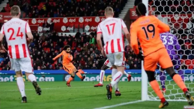 Mohamed Salah scoring against Stoke