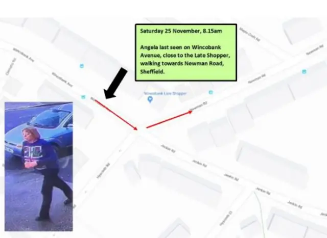 Angela Simmonite CCTV image and map