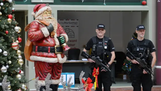 Armed police in Derby's Guildhall Market