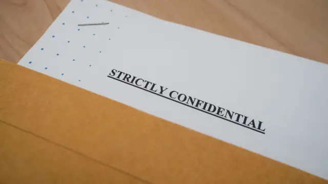 A document that reads: Strictly confidential