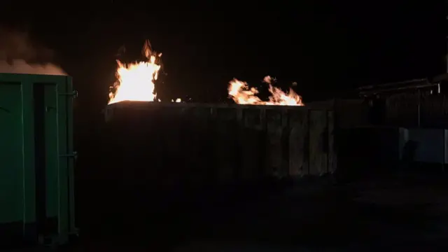 The fire in a container