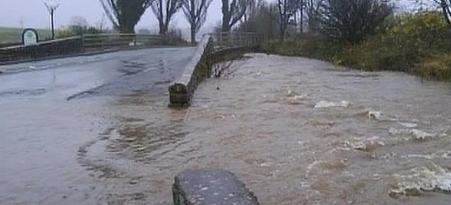 Flooded road at Dragley Beck