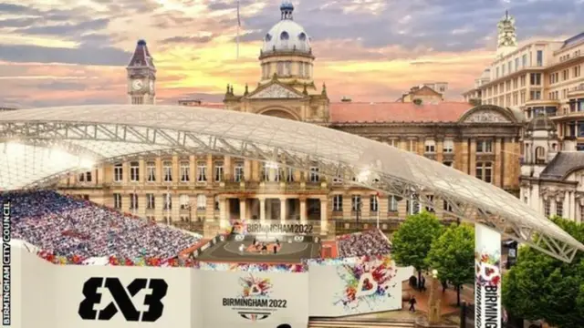 Artist's impression of basketball being played in Victoria Square under Birmingham's proposals