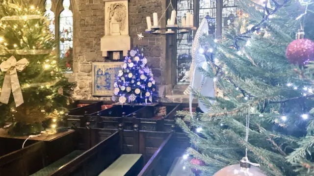 Christmas trees at Halifax Minster