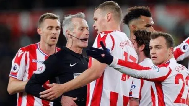 Stoke City players protesting