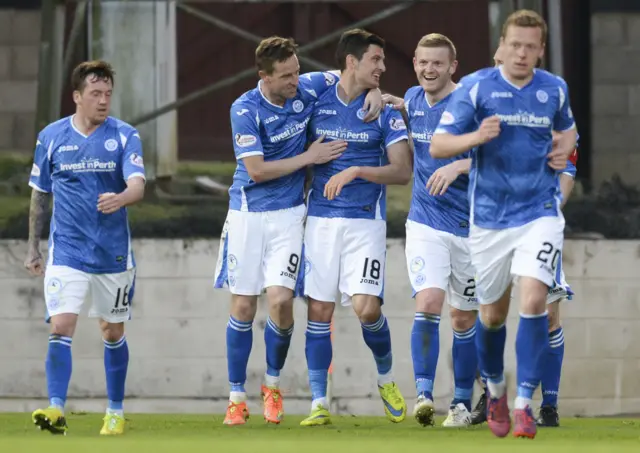 Graham Cummings (18) celebrates his winner against Celtic in May 2016