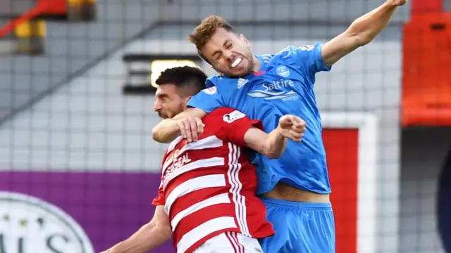 Hamilton's Antonio Romano (left) and Aberdeen's Kari Arnason