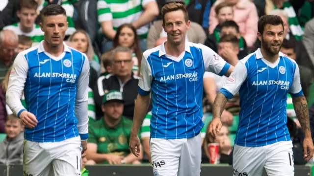 St Johnstone's Michael O'Halloran, Steven MacLean and Richard Foster