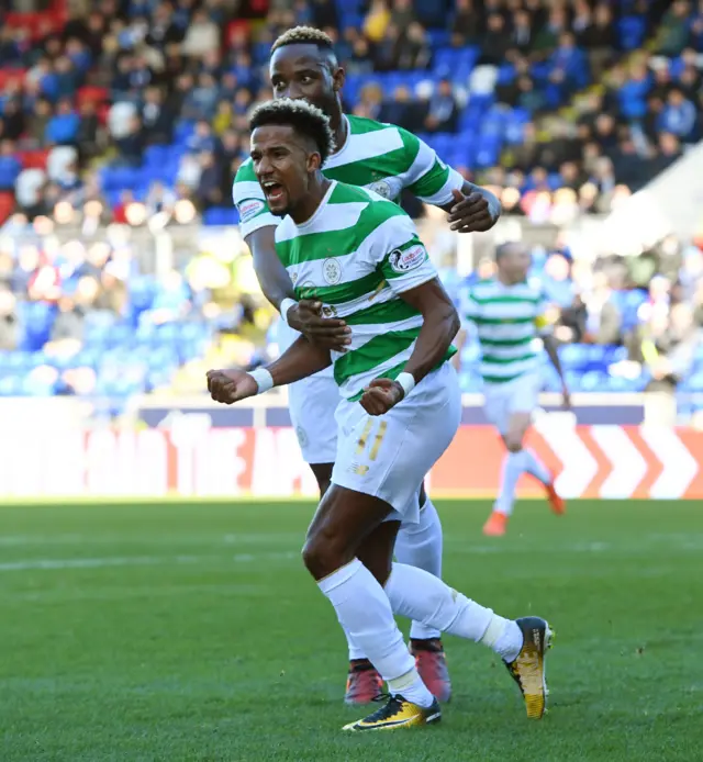 Scott Sinclair celebrates opening the scoring for Celtic