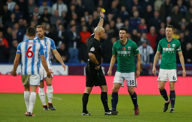 Gareth Barry gets a yellow card