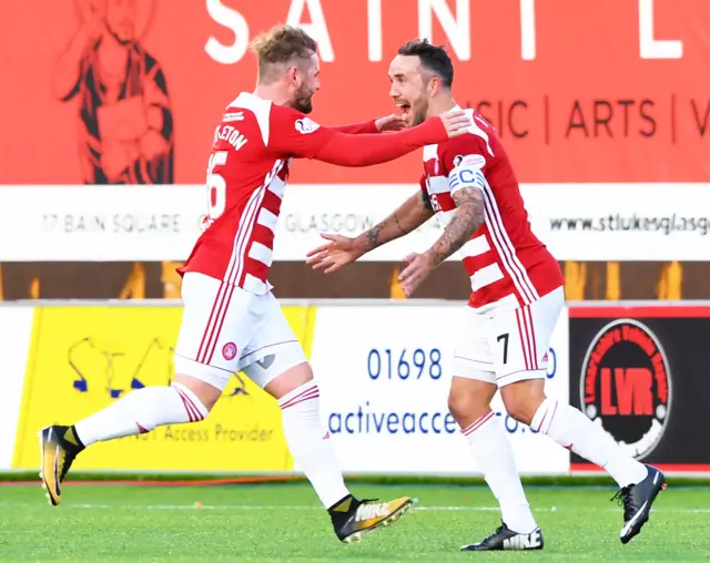 David Templeton and Dougie Imrie celebrate Hamilton taking the lead