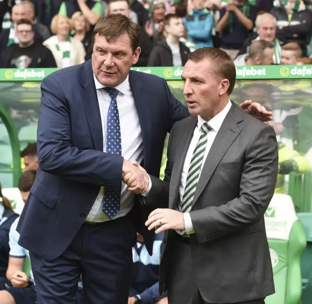 St Johnstone boss Tommy Wright and Celtic counterpart Brendan Rodgers