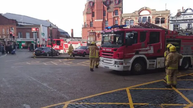 Fire engine outside station