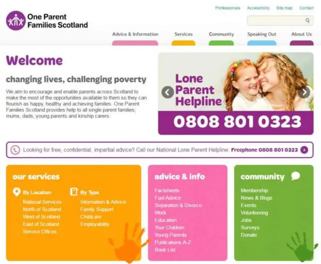 One Parent Families Scotland website