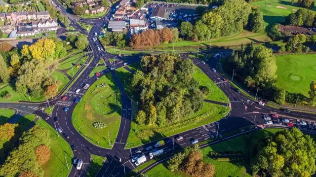 Meole Brace roundabout after work carried out