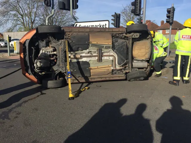 overturned vehicle