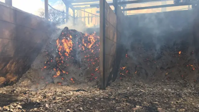 The blaze at the farm yesterday