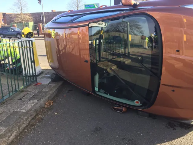 overturned vehicle