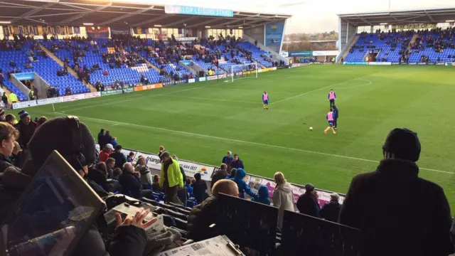 Photo from Nick Southall at half-time of Shrewsbury Town game