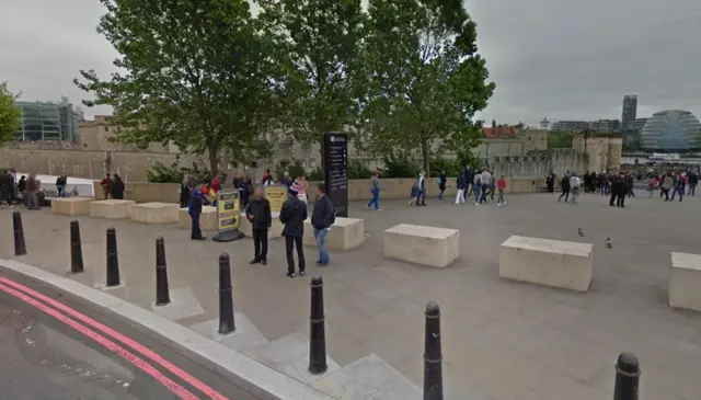 Concrete blocks at Tower of London