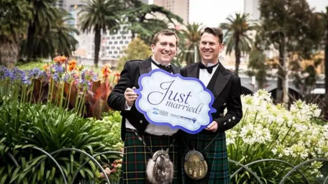 Douglas Pretsell and Peter Gloster formalised their marriage in Sydney