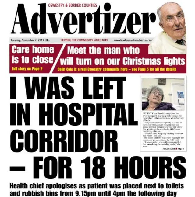 Oswestry Advertizer front page