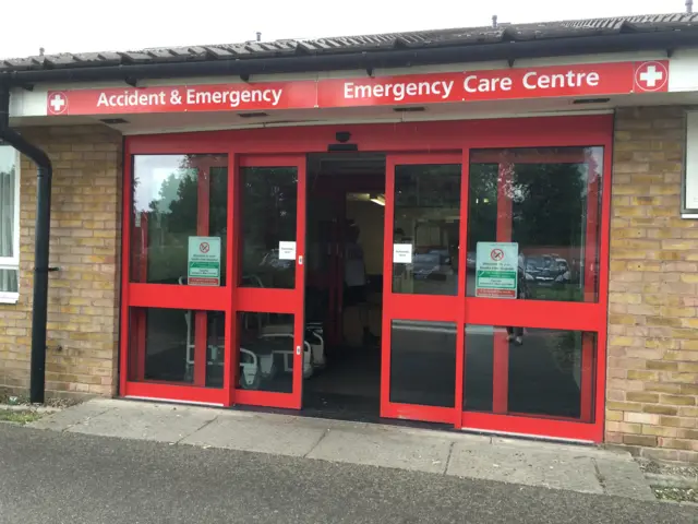 The entrance of Grantham A&E