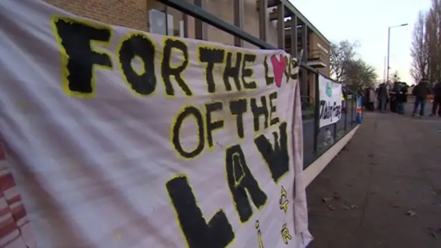 Protest banner earlier in the year