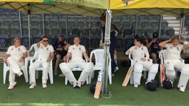 Heather Knight and England during their warm-up match