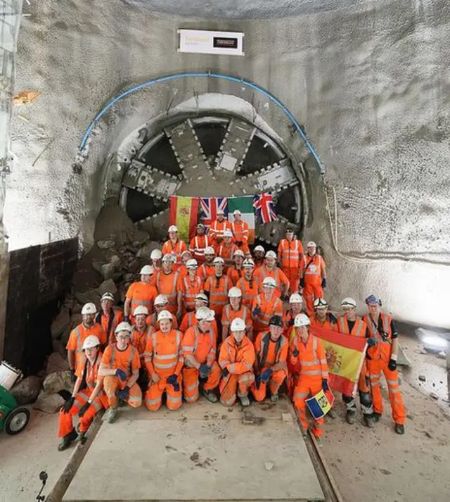 Workers after completed tunneling work