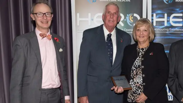 James Vaughan (left) with Rod and Carole Brown