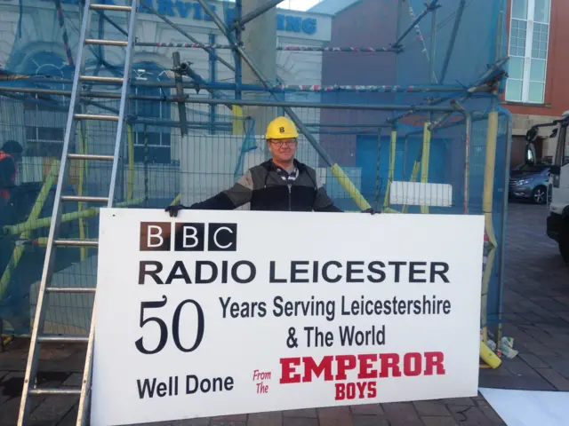 Birthday sign from scaffolders