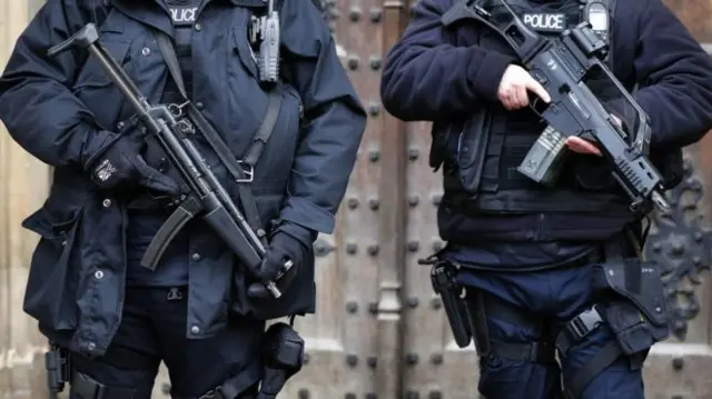 Armed police officers